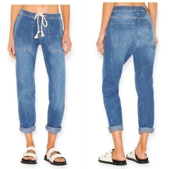 One Teaspoon Shabbies High Waist Drawstring Boyfriend Denim JeansSz: L